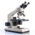Binocular Laboratory Microscope with Multiple Objective Lenses on White Background science Royalty Free Stock Photo