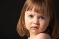 Close Up Studio Portrait Of Sad Young Girl Royalty Free Stock Photo