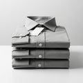 Stack of Folded Light Grey Dress Shirts with Blank Tag on White Surface clothing Royalty Free Stock Photo