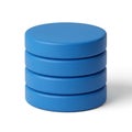 Stack of Four Blue Cylindrical Objects on White Background cylinders discs Royalty Free Stock Photo