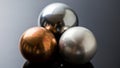 Three Metallic Spheres with Contrasting Finishes Royalty Free Stock Photo
