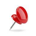 Two Shiny Red Push Pins with Metal Point on White Background Royalty Free Stock Photo