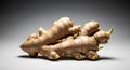 Fresh Ginger Root with Sprouting Buds on a Gradient Background spice rhizome Royalty Free Stock Photo