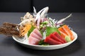 Close up studio shot of fresh sashimi combo Royalty Free Stock Photo