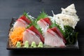 Fresh sashimi combo plate on a dining table Royalty Free Stock Photo