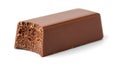 A single piece of aerated chocolate bar with a porous texture isolated on white background Royalty Free Stock Photo