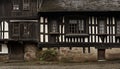 Close up of stunningly preserved old medieval architecture windows and picturesque homes