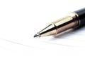 Close up.stylish ballpoint pen on notebook sheet Royalty Free Stock Photo