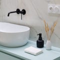 Close-up on stylish bathroom decorations Royalty Free Stock Photo