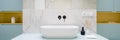 Close-up on stylish bathroom washbasin, panorama Royalty Free Stock Photo