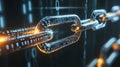 Futuristic Digital Chain Link Data Security Blockchain Technology Cyber Security Concept AI generated. Royalty Free Stock Photo