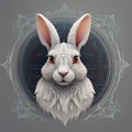 Close-up of a stylized illustration of a rabbit\'s head. Royalty Free Stock Photo