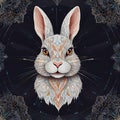 Close-up of a stylized illustration of a rabbit\'s head. Royalty Free Stock Photo
