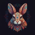 Close-up of a stylized illustration of a rabbit\'s head. Royalty Free Stock Photo