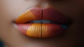Close-up of stylized lips featuring a gradient of orange and red hues Royalty Free Stock Photo