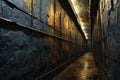 a close-up of the subway tunnel walls showing the texture and wear