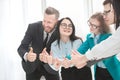 Close up.successful business team showing thumbs up Royalty Free Stock Photo