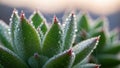 Empervivum or Echeveria covered in dewdrops. Leaves are thick Royalty Free Stock Photo