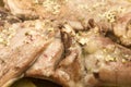 A close-up of succulent pieces of freshly roasted seasoned lamb Royalty Free Stock Photo