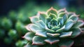 A close up of a succulent plant with green leaves, AI