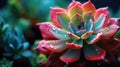 A close up of a succulent plant with water droplets, AI