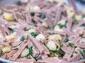 Close up of the succulent and typical Italian dish Pizzoccheri. Typical dish from Valtellina, Lombardy, Italy