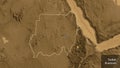 Shape of Sudan. Outlined. Sepia elevation. Labels Royalty Free Stock Photo