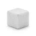 A close-up of a sugar cube on a plain white background. The cube is white, with a Royalty Free Stock Photo