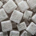 Close-up of sugar cubes arranged in a cluster. Each cube is perfe Royalty Free Stock Photo
