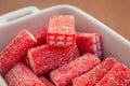 Close up of sugary candies as background. Jelly sweets in a bowl. Royalty Free Stock Photo