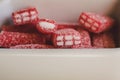 Close up of sugary candies as background. Jelly sweets in a bowl. Royalty Free Stock Photo