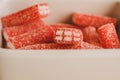 Close up of sugary candies as background. Jelly sweets in a bowl. Royalty Free Stock Photo