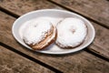 Close up of sugary donuts