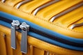 close-up of a suitcase zipper stuck due to overpacking Royalty Free Stock Photo