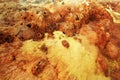 A close-up of the sulfur spring in the Danakil depression in Dallol