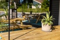 Close up Summer Style beach terrace with plants