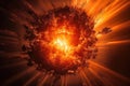 close-up of the sun with explosions and flares, creating a stunning view