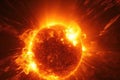 close-up of the sun, with explosions and flares visible Royalty Free Stock Photo