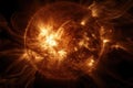 close-up of the sun's surface, with solar flares and coronal loops visible Royalty Free Stock Photo