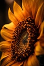 Close up of sunflower in the garden. Selective focus.