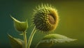 a close up of a sunflower on a green background with a blurry background and a blurry back drop of the image to the center of the Royalty Free Stock Photo