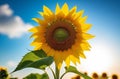 Close-up of a sunflower with sun rays Royalty Free Stock Photo