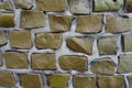 Closeup of surface of olive green mosaic wall