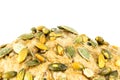 Close up of the surface of a german bread roll with pumpkin seed Royalty Free Stock Photo