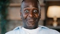 Close up surprised male portrait amazed face American African adult man 60s senior businessman grandfather standing at Royalty Free Stock Photo
