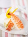 Close up sushi - shrimps on rice Royalty Free Stock Photo