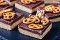 Close-up of sweet Chocolate Peanut Butter Bars