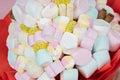 Close-up of sweets marshmallow. Bakery advertising concept, cooking secrets