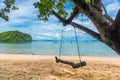 Close-up of a swing on a tree on a sandy pyramid