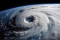 close-up of the swirling clouds and wind of a hurricane or cyclone